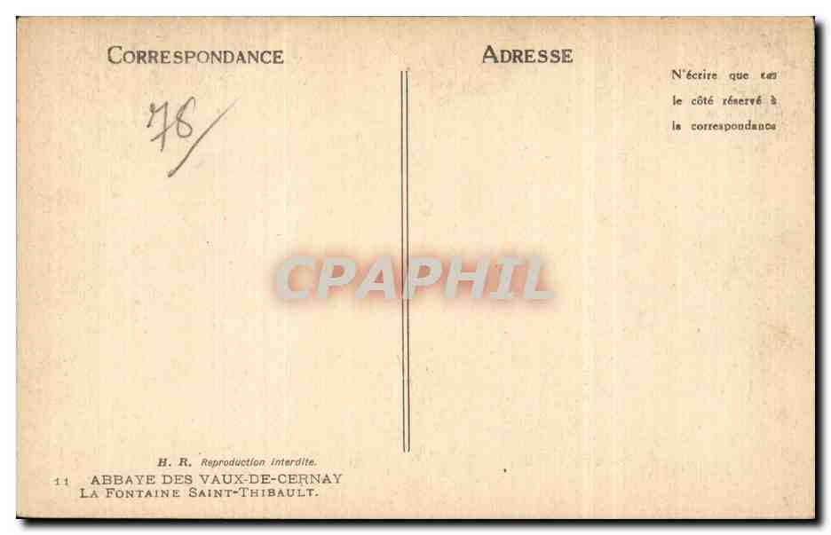CPA Abbaye de Vaux de Cernay La fontaine Saint Thibault  — Back