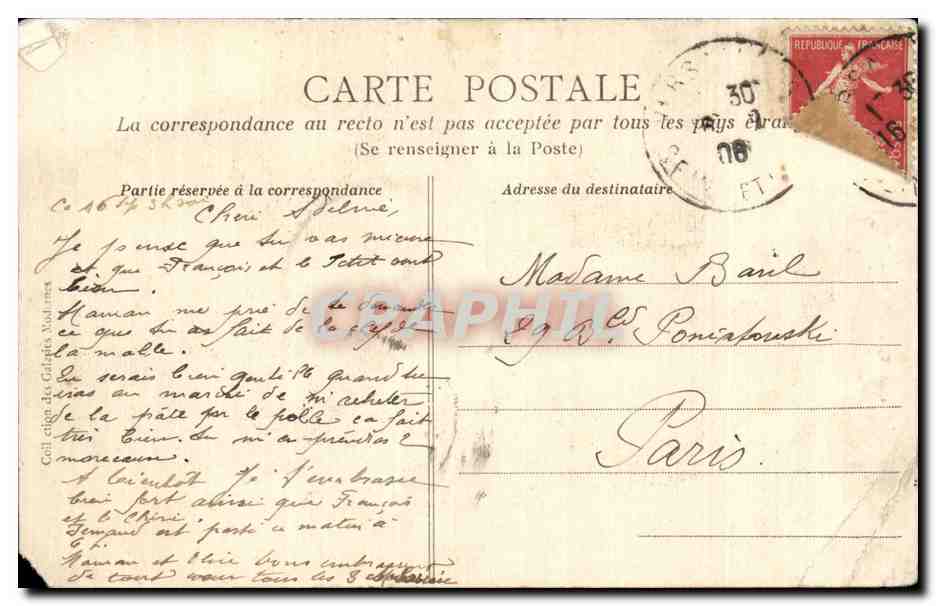 CPA Versailles Enlevement de Proserpine — Verso