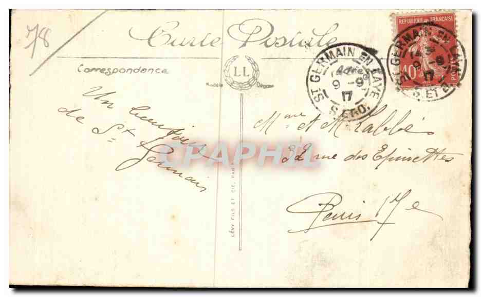 CPA Saint Germain en Laye Une pensee — Verso