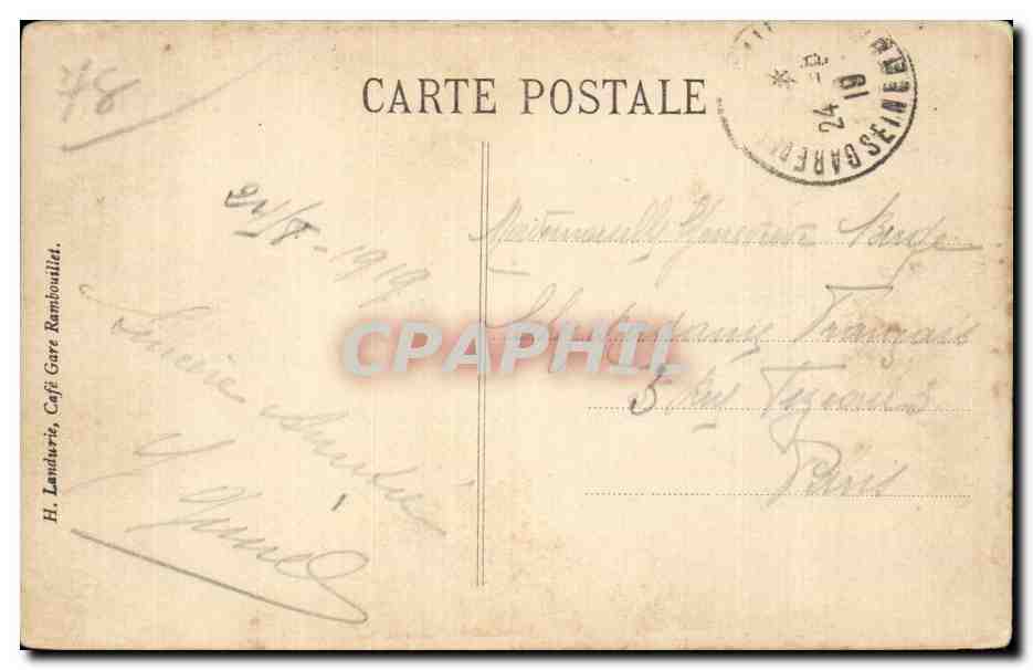 Rambouillet — Der Park — Die Inseln — Platinogravure L.L. Paris — Rückseite