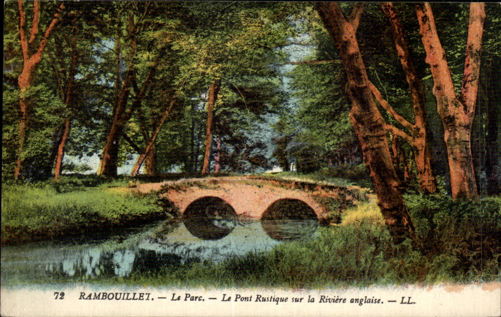 CPA Rambouillet Le parc Le pont rustique sur la riviere anglaise