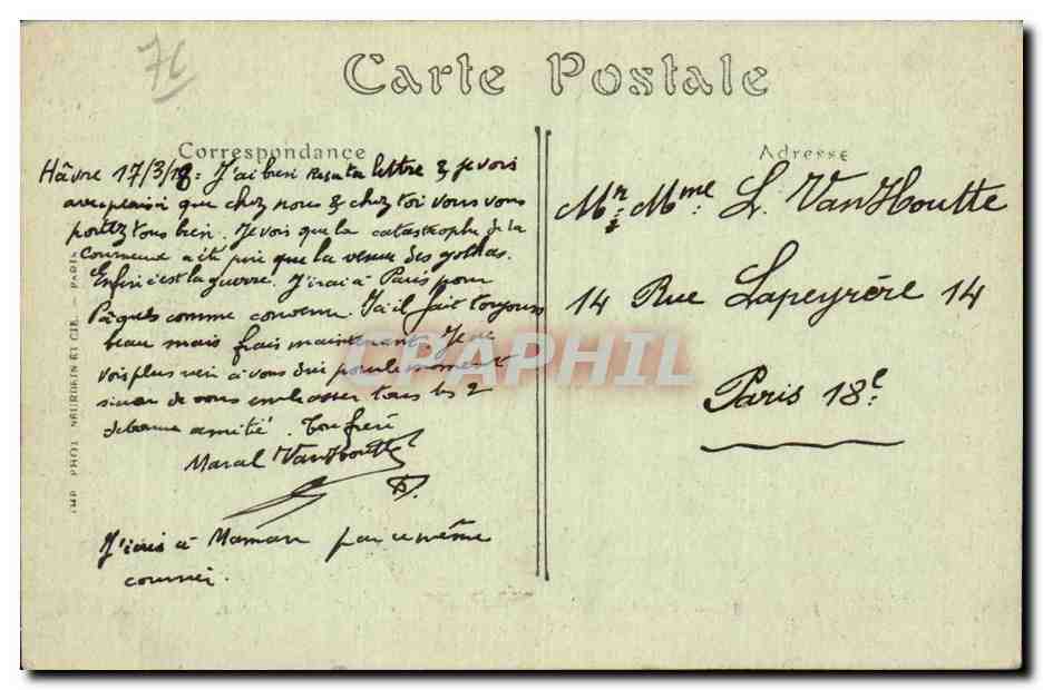 CPA Le Havre Foret de Montgeon Le carrefour du chemin  — Rückseite