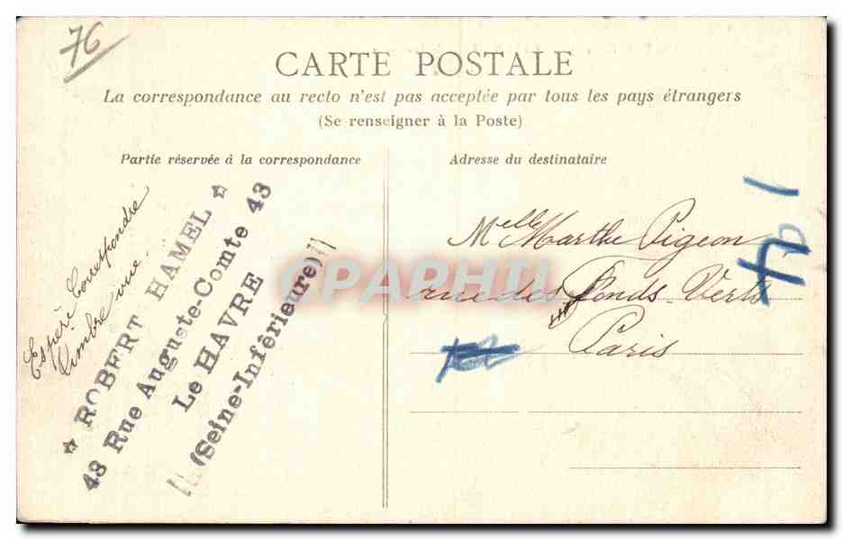 CPA Le Havre Foret de Montgeon L etang — Rückseite