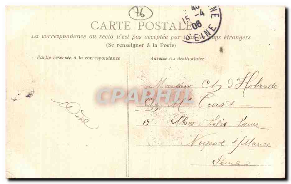 CPA Le Havre Foret de Montgeon Le lac — Rückseite