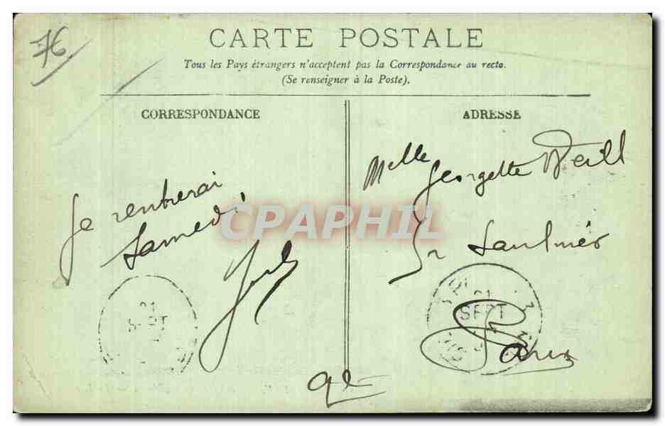 CPA Le Havre Foret de Montgeon Le lac — Rückseite