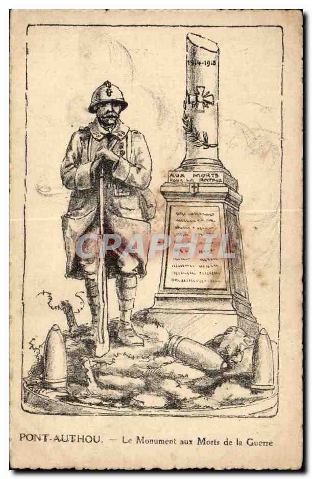 CPA Militaria Pont Authou Le monument aux morts de la guerre Poilu