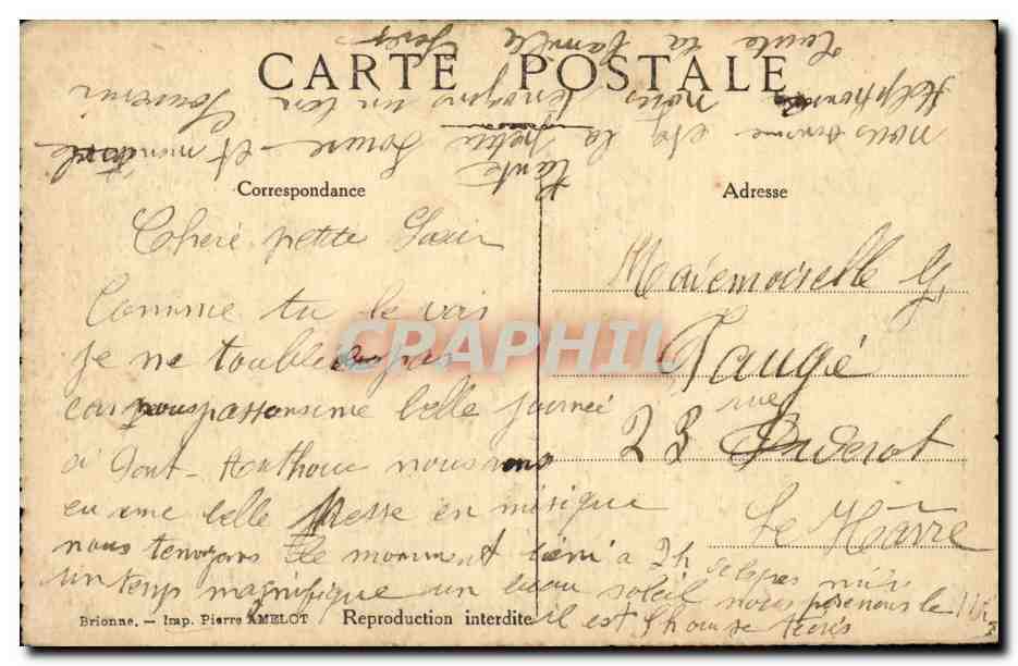 CPA Militaria Pont Authou Le monument aux morts de la guerre Poilu — Rückseite