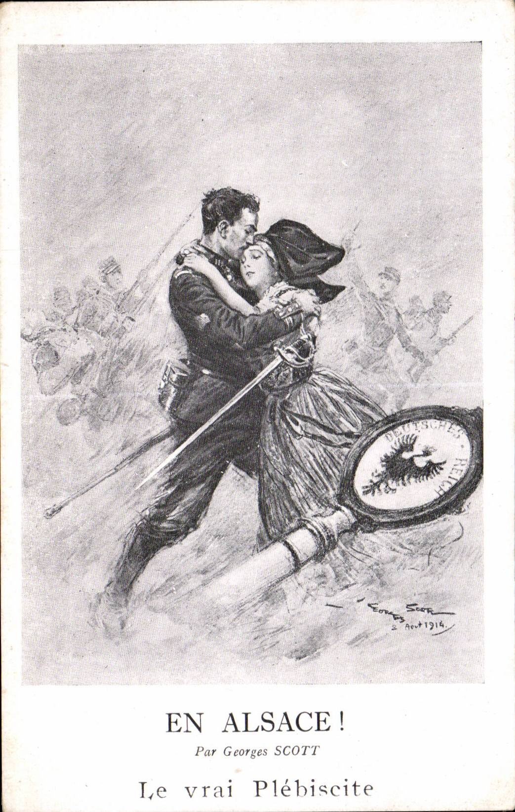 CPA Militaria En Alsace par Georges Scott Le vrai plebiscite Alsace Lorraine 