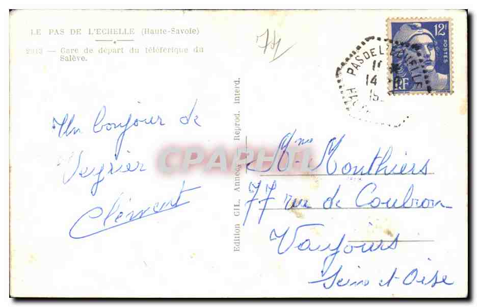 Le Pas de l'Échelle (Haute-Savoie) — Gare de départ du téléphérique du Salève — Édition GIL, Annecy — Rückseite