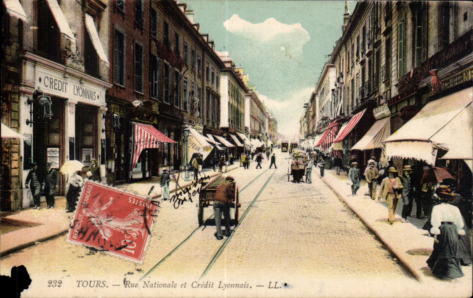 CPA Tours Rue nationale et Credit Lyonnais 