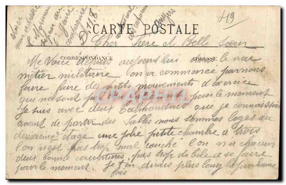 CPA Angers Place du ralliement Les postes et telegraphes Cafe Ralliement et grand Hotel  — Rückseite