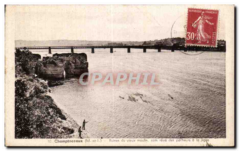 CPA Champtoceaux Ruines du vieux moulin coin reve des pecheurs a la ligne 