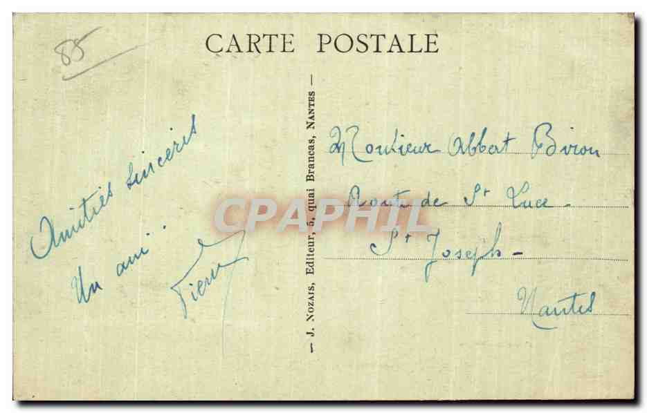 Tarjeta postal antigua San Juan de Monts El puerto una noche de tormenta — Reverso