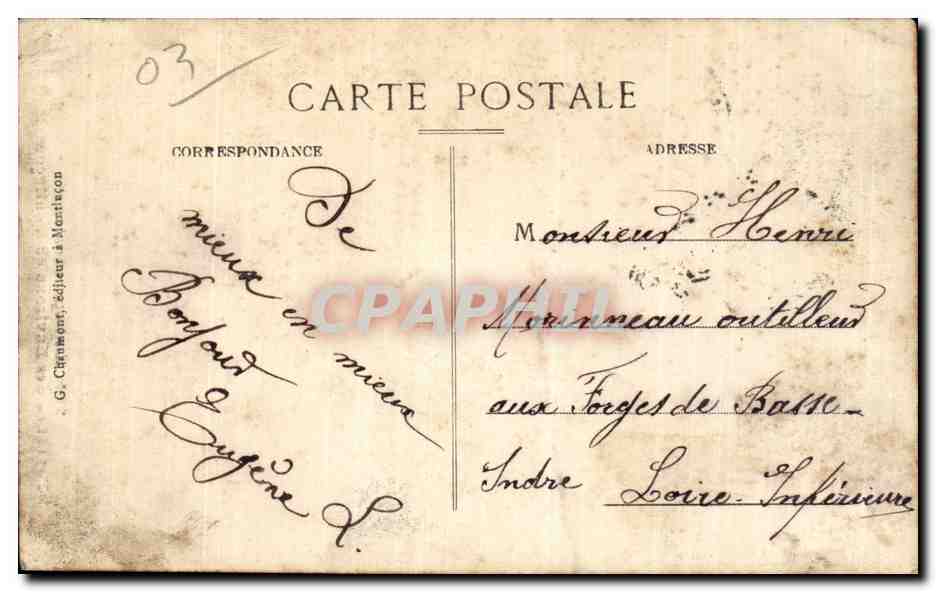 CPA Bourbonnais Paysanne des environs de Montlucon  — Verso