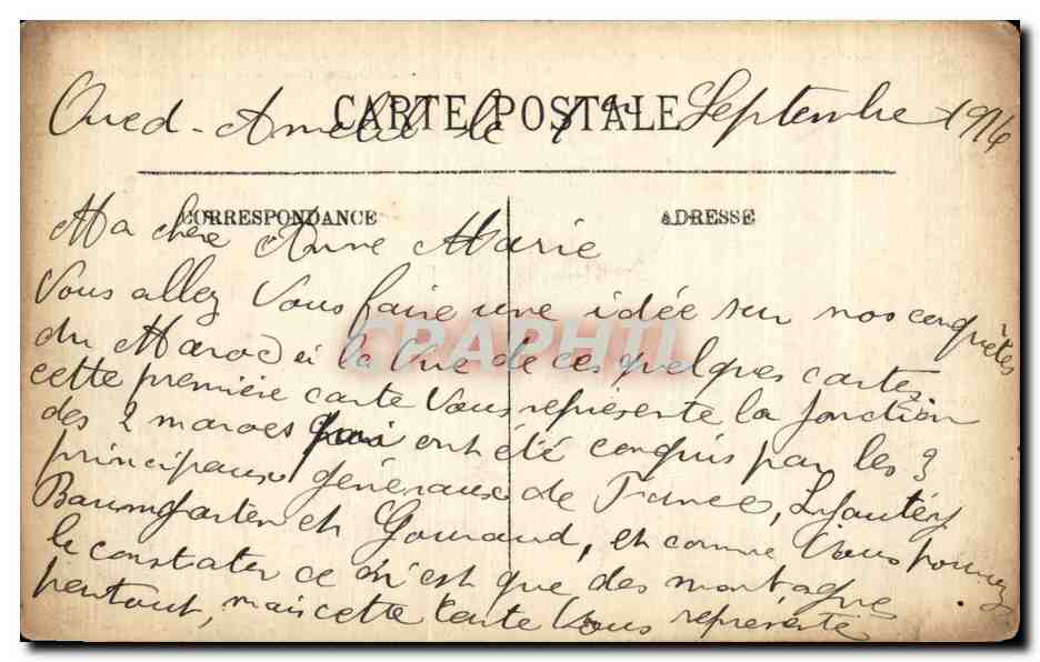 Campagne van Marokko 1914 — Kolom van Taza — vereniging van West-Marokko en Oost-Marokko op 16 Mei 1914 — Achterkant