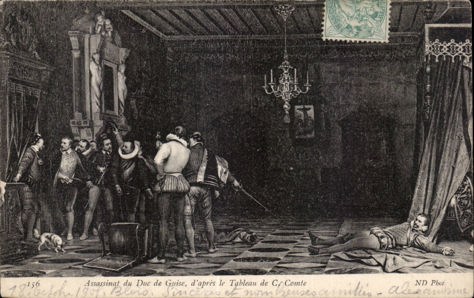 Assassinat du Duc de Guise — d'après le Tableau de C. Comte — ND Phot