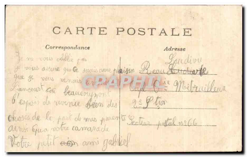CPA Militaria La guerre europeenne 1914 L organisateur de la Victoire et son merveilleux outil le canon de 75 — Verso