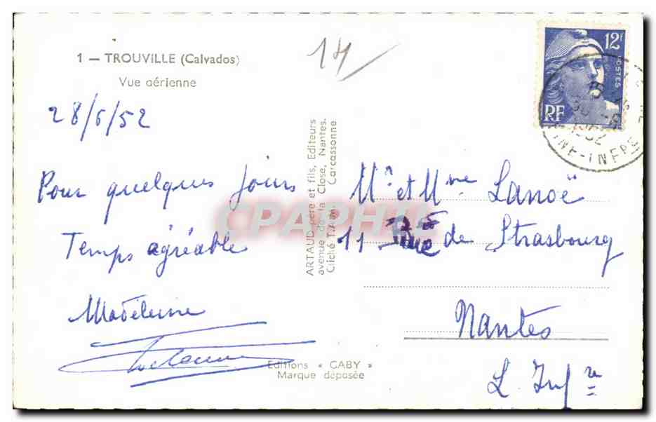 Trouville (Calvados) — Vue aérienne — Éditions Gaby — Verso