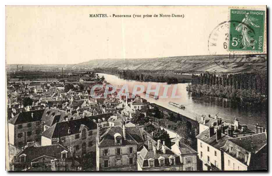 Mantes - Panorama (vue prise de Notre-Dame) — éditeur non visible, n° de série non lisible - Anverso