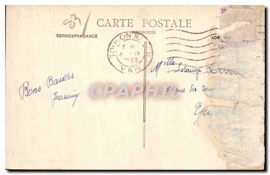 Toulon - Refuge de Fort-St-Louis — Côte d'Azur, édition CPAPHIL n°16 — Verso