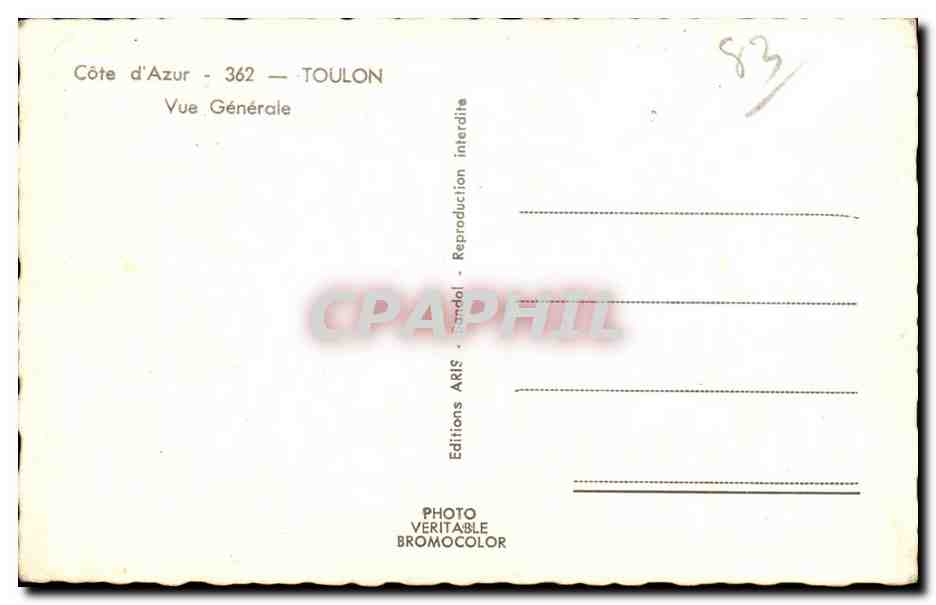 Toulon - Vue Generale - CPA — Verso