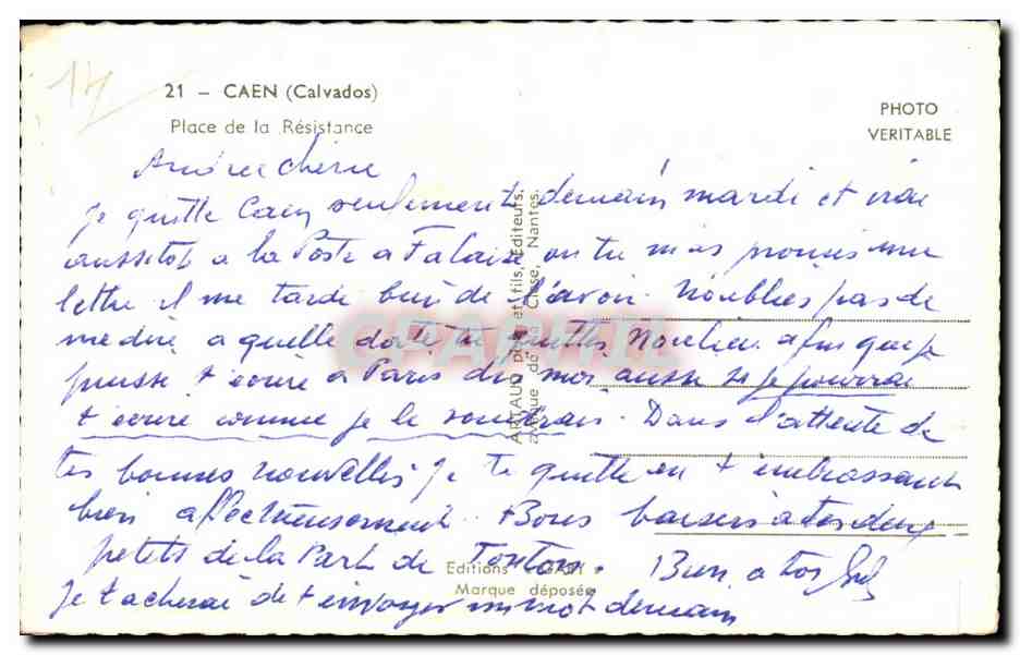 Caen - Place de la Resistance - CPA — Verso