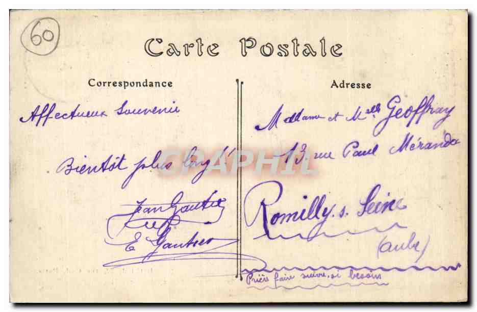 Senlis — Ancien Moulin des Carmes après le passage des Allemands (septembre 1914) — Royer, 22 rue Cail, Paris — Verso