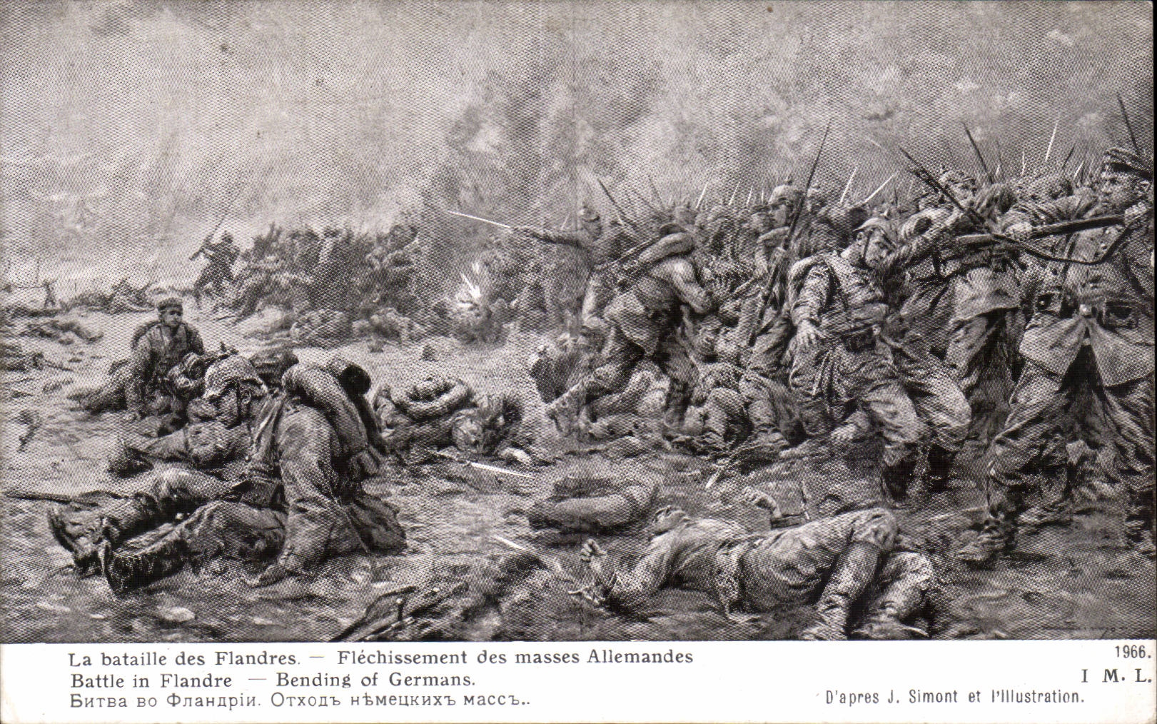 CPA Militaria Bataille des Flandres Flechissement des masses allemandes