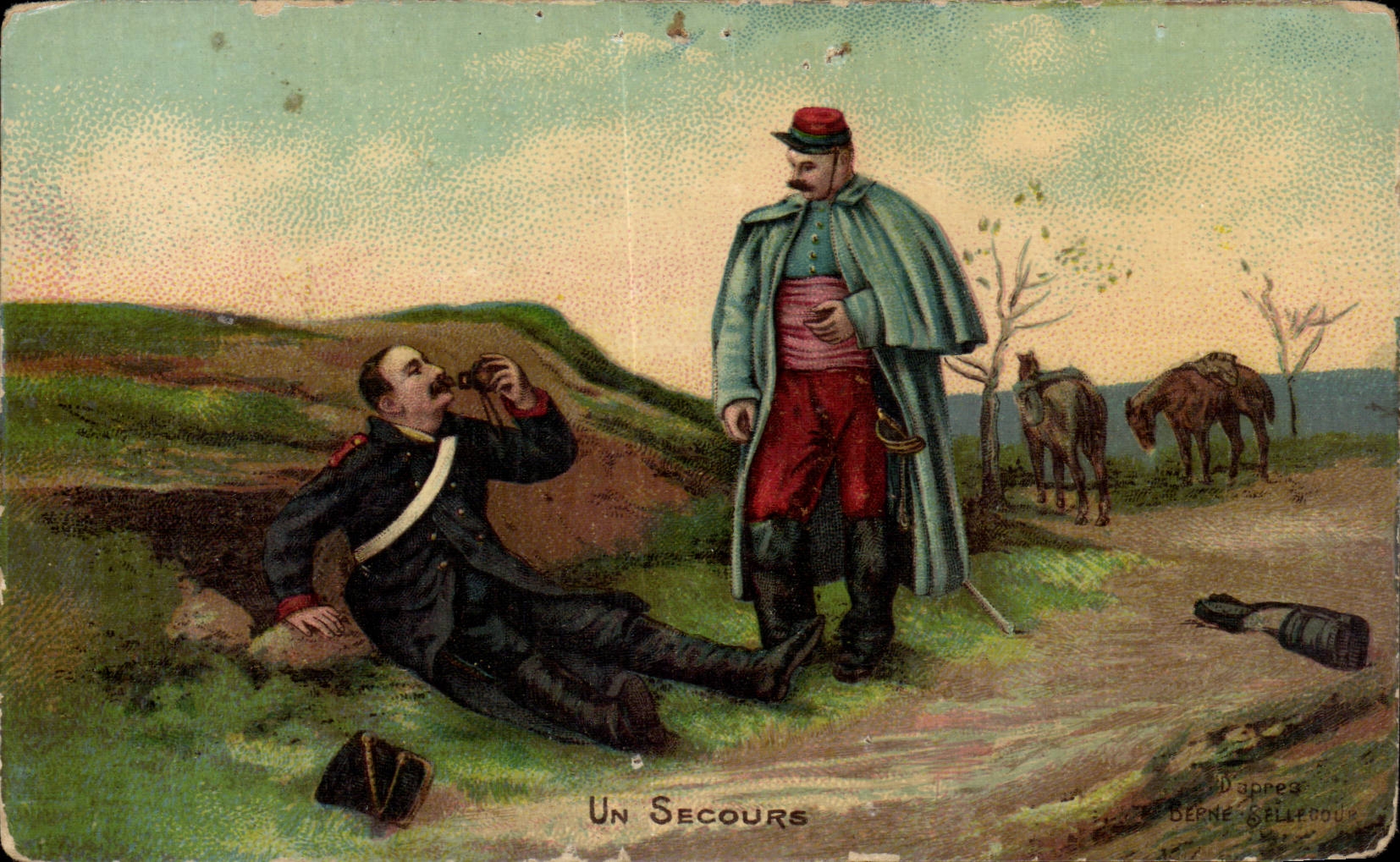 CPA Militaria Un secours 