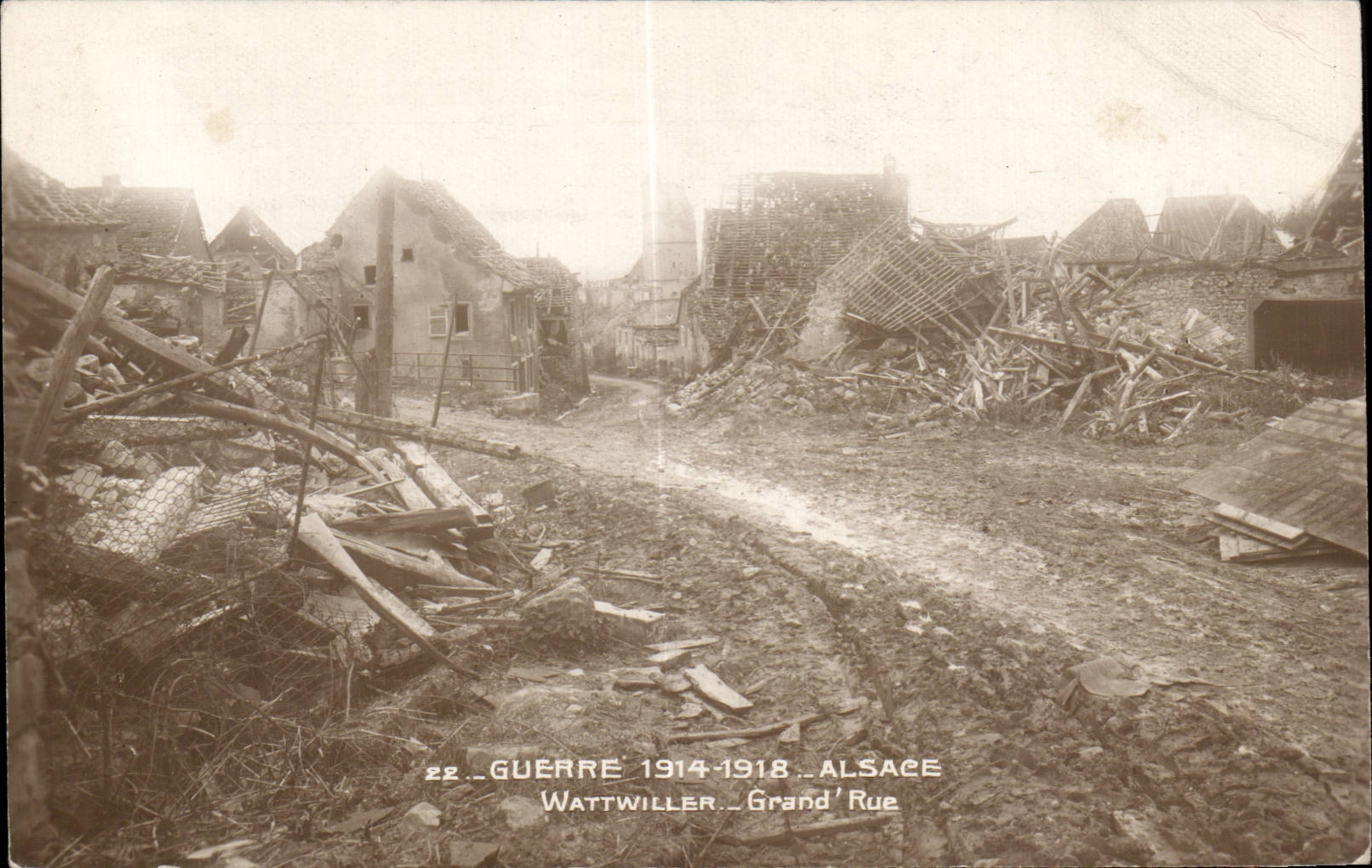 CPA Militaria Guerre 1914 1918 Wattwiller Grand rue