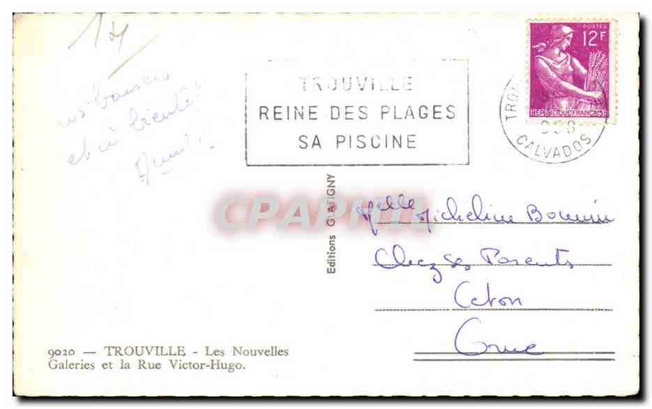 Trouville - Les Nouvelles Galeries et la Rue Victor Hugo - CPA  — Verso