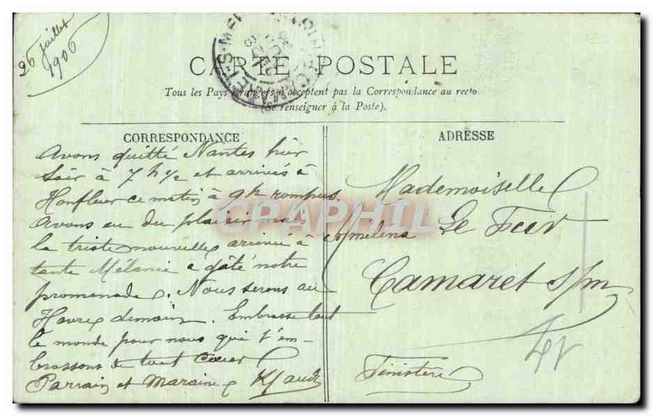 Honfleur — Clocher de Sainte-Catherine — LL. n°53 — Verso