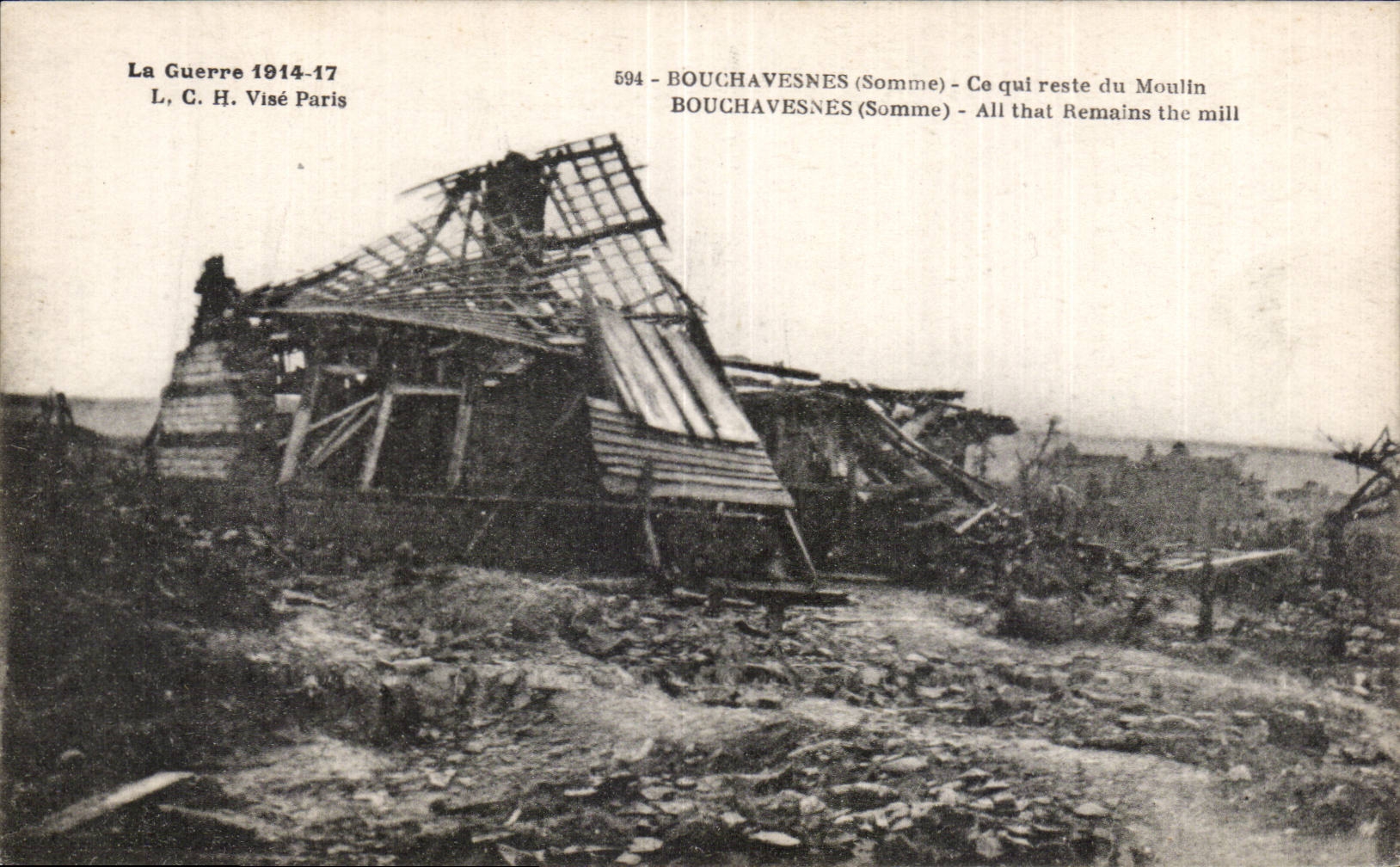 CPA Militaria Bouchavesnes ce qui reste du moulin