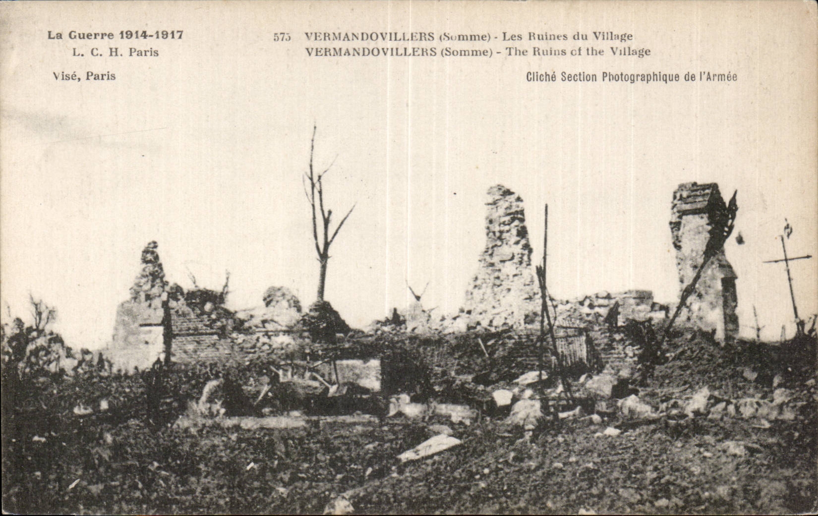 CPA Militaria Vermandovilliers Les ruines du village 