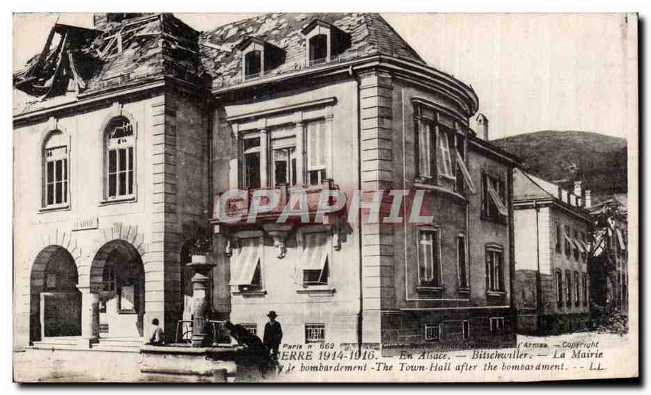 CPA Militaria Bitschwiller La mairie apres le bombardement 