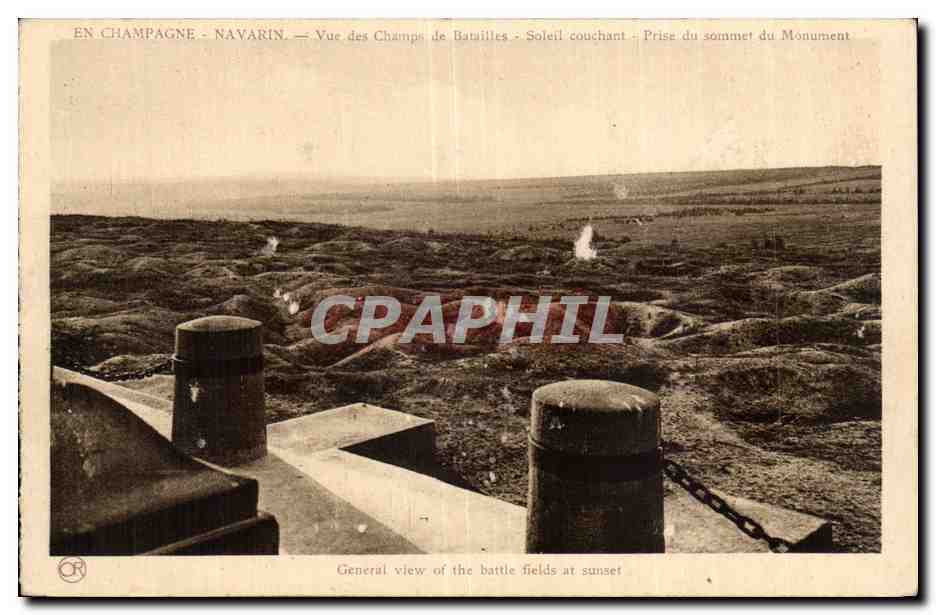 CPA Navarin Vue des Champs de bataille Soleil couchant