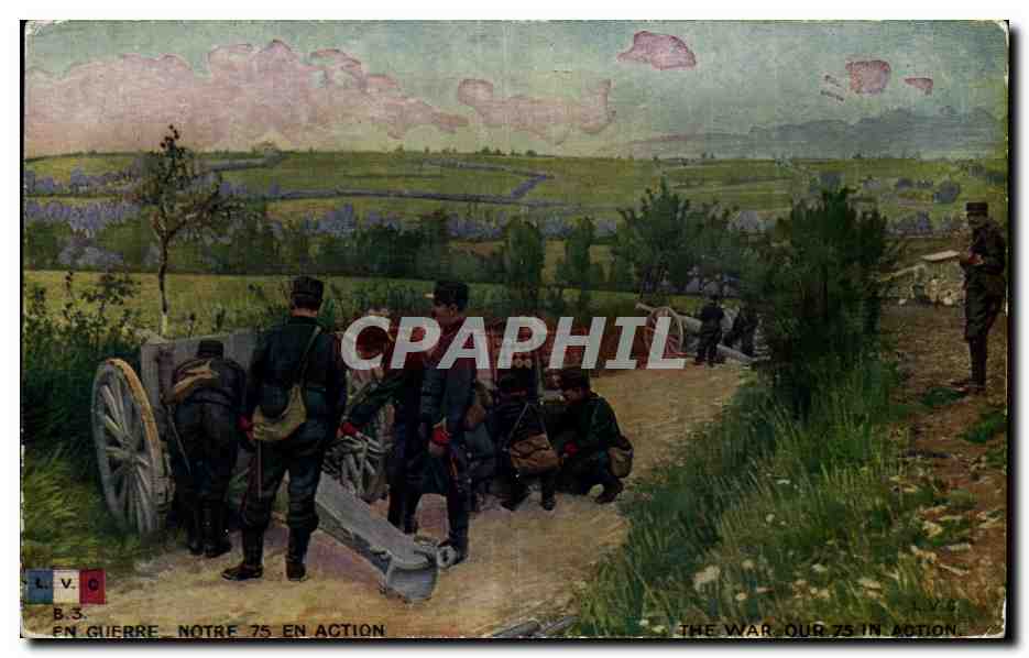 CPA Militaria Guerre Notre 75 en action