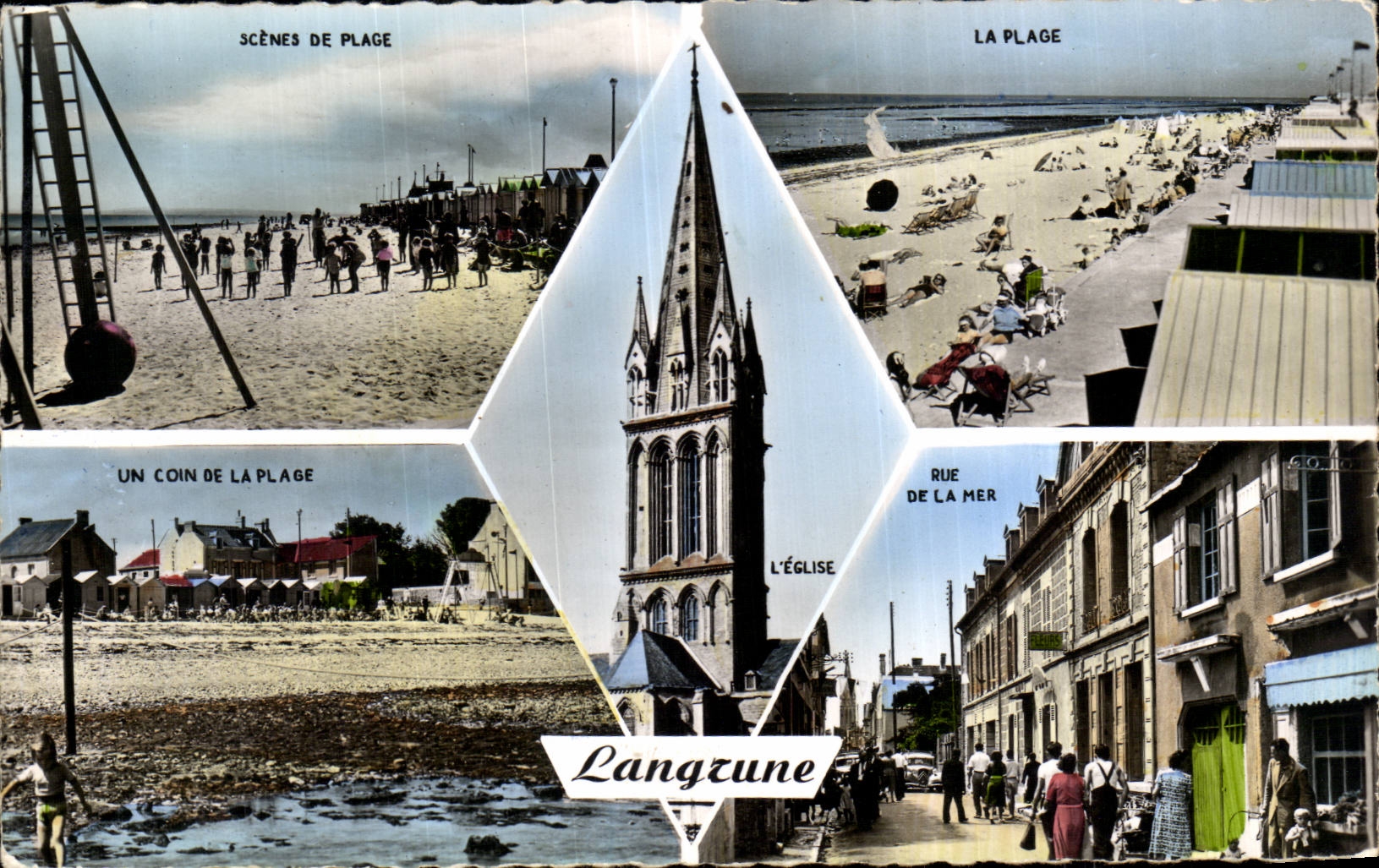 Langrune — Scènes de plage, l'église et la rue de la mer — Cie des Arts Photomécaniques