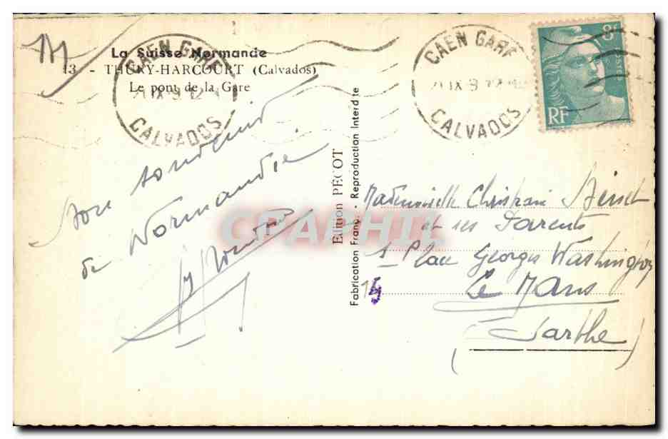 CPA Thury Harcourt Le pont de la gare — Rückseite
