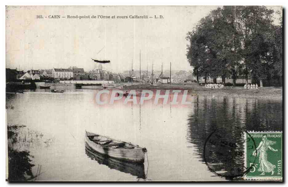 CPA Caen Rond point de l Orne et cours Calfarelli