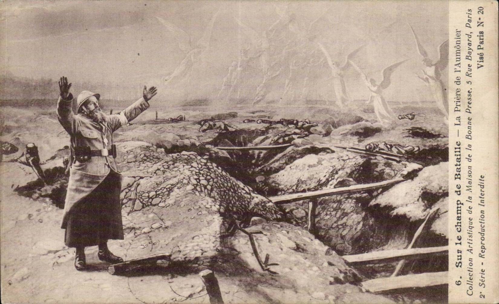 CPA Militaria Sur le champ de bataille La priere de l aumonier Ange Angel