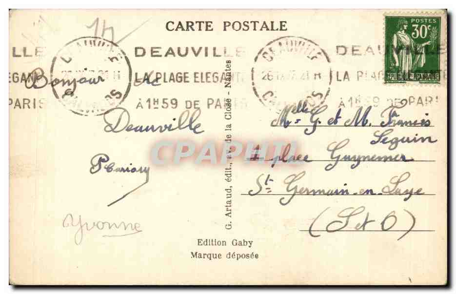 Deauville — Le Bassin des Yachts — « La Plage Fleurie » — Édition Gaby — Rückseite