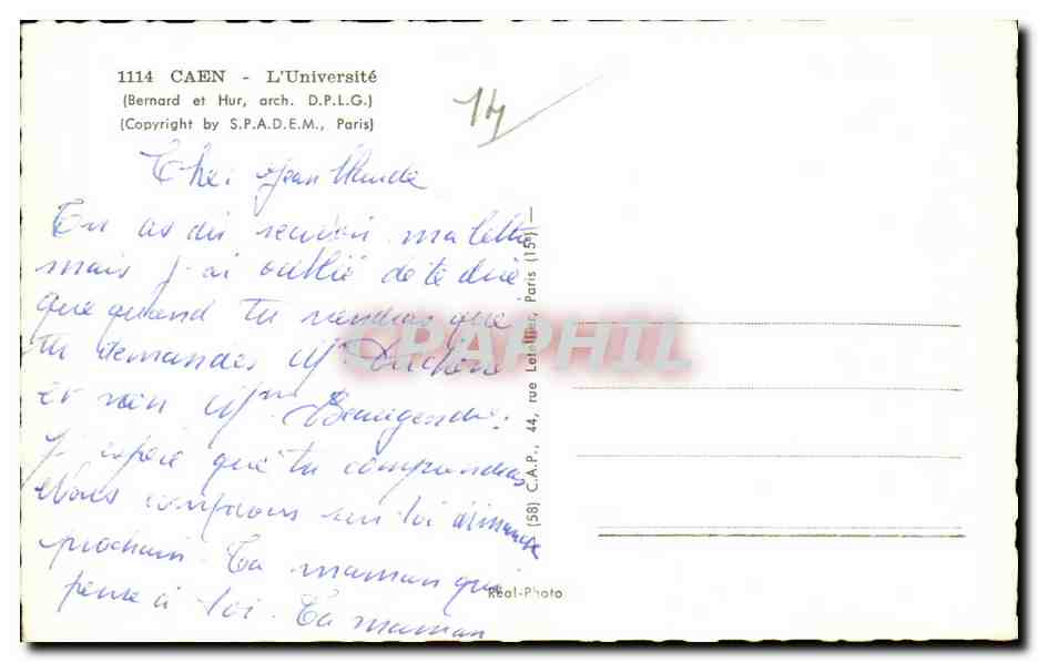 Caen - L Universite - CPA  — Verso