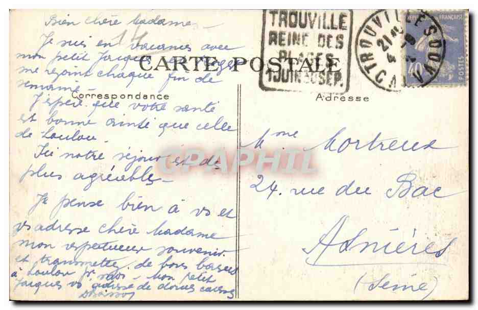 Deauville - la Plage Fleurie. Les Jardins du Casino. — Verso