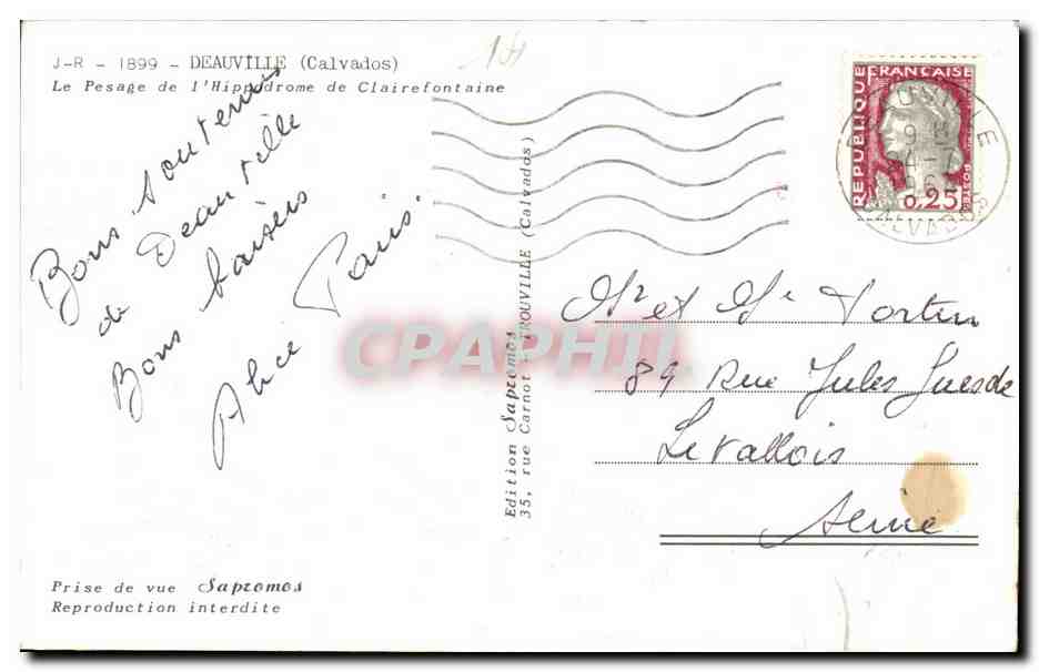 Deauville - Le Pesage de l Hippodrome de Clairefontaine - CPA  — Verso