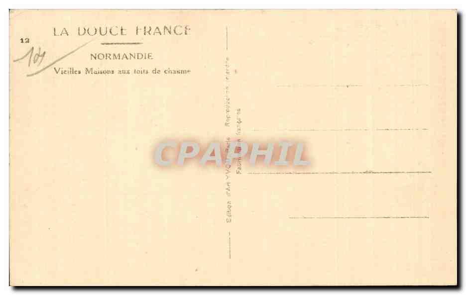 La Normandie - Vieilles Maisons aux toits de chaume - CPA  — Rückseite