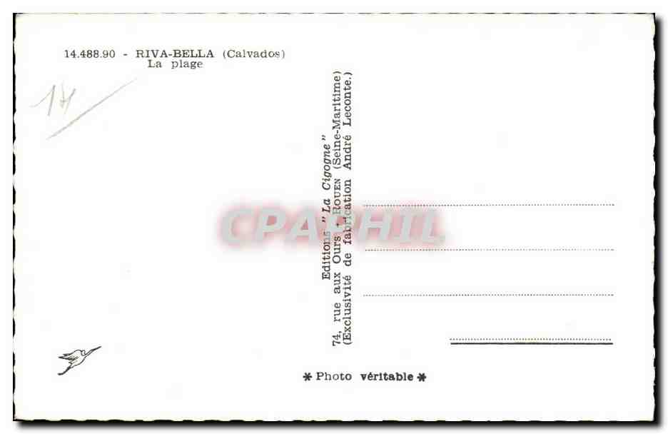 Riva-Bella (Calvados) — La plage — Éditions La Cigogne — Reverso