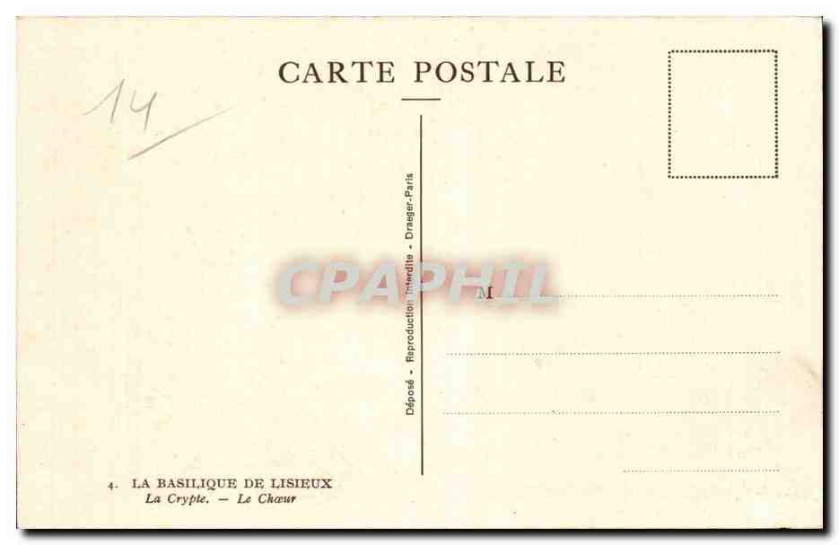 Lisieux - La Basilique - La Crypte - Le Choeur - CPA  — Rückseite