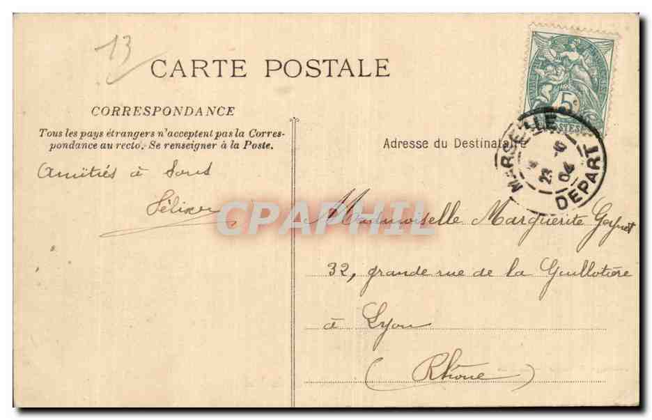 Marseille - Vue Generale du Port - CPA  — Verso