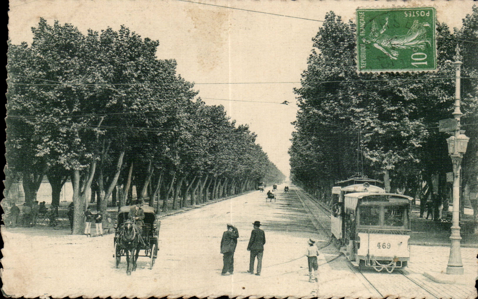 CPA Marseille Avenue du Prado Tramway Caleche